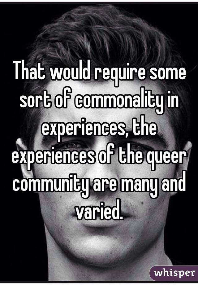 That would require some sort of commonality in experiences, the experiences of the queer community are many and varied. 