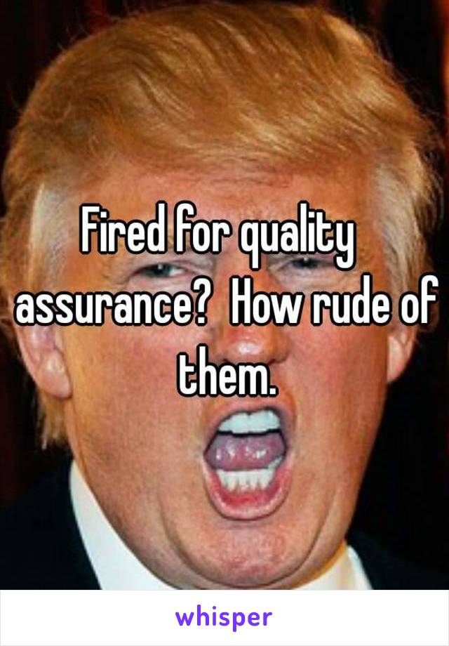 Fired for quality  assurance?  How rude of them.