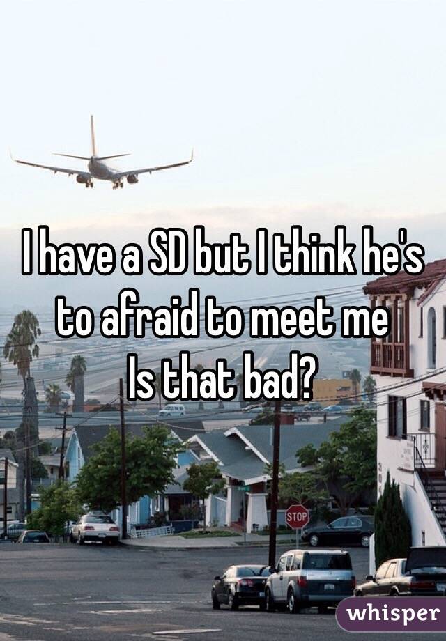 I have a SD but I think he's to afraid to meet me
Is that bad?