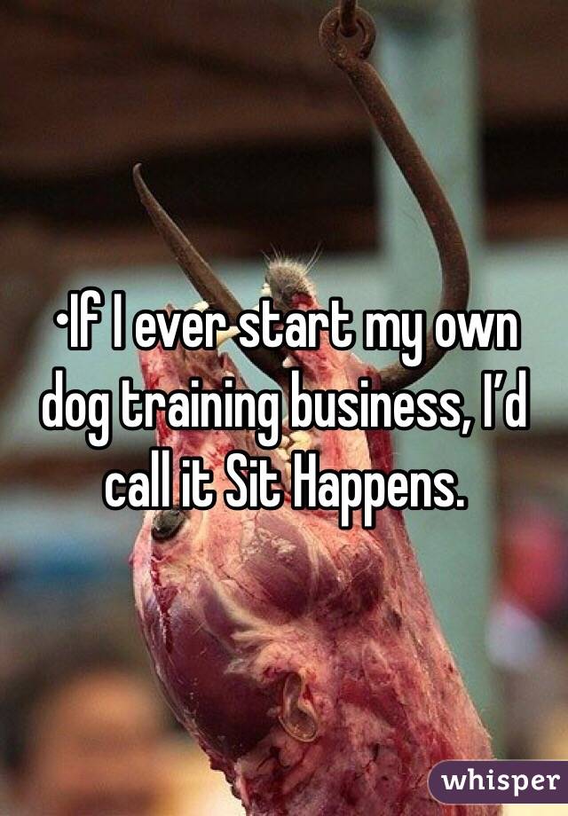 •If I ever start my own dog training business, I’d call it Sit Happens.