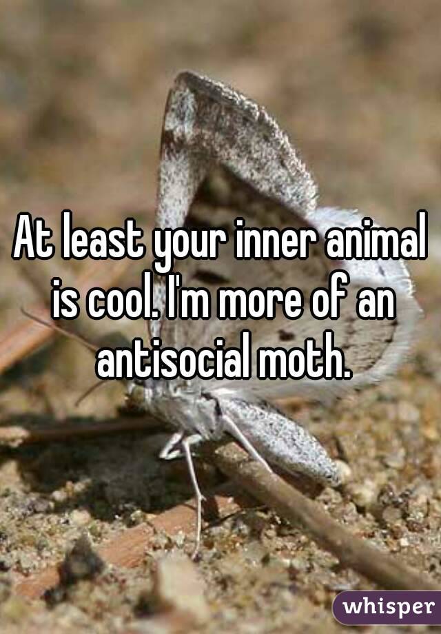 At least your inner animal is cool. I'm more of an antisocial moth.