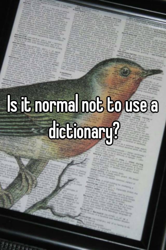 is-it-normal-not-to-use-a-dictionary