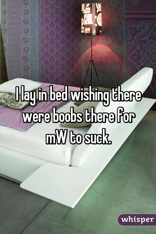 I lay in bed wishing there were boobs there for mW to suck.
