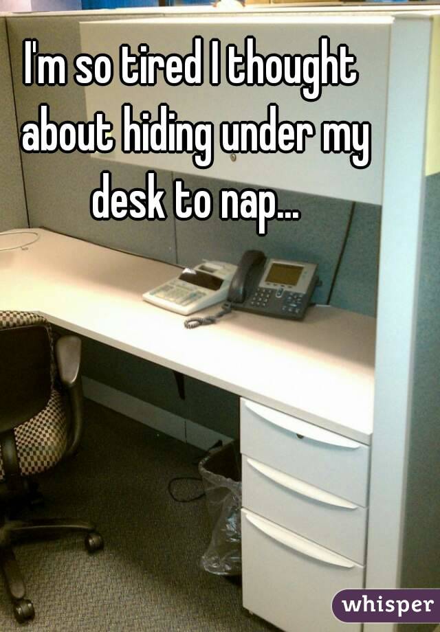 I'm so tired I thought about hiding under my desk to nap...