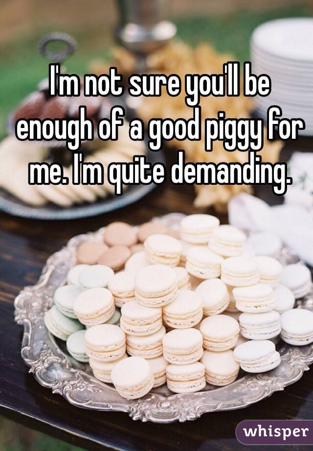 I'm not sure you'll be enough of a good piggy for me. I'm quite demanding.