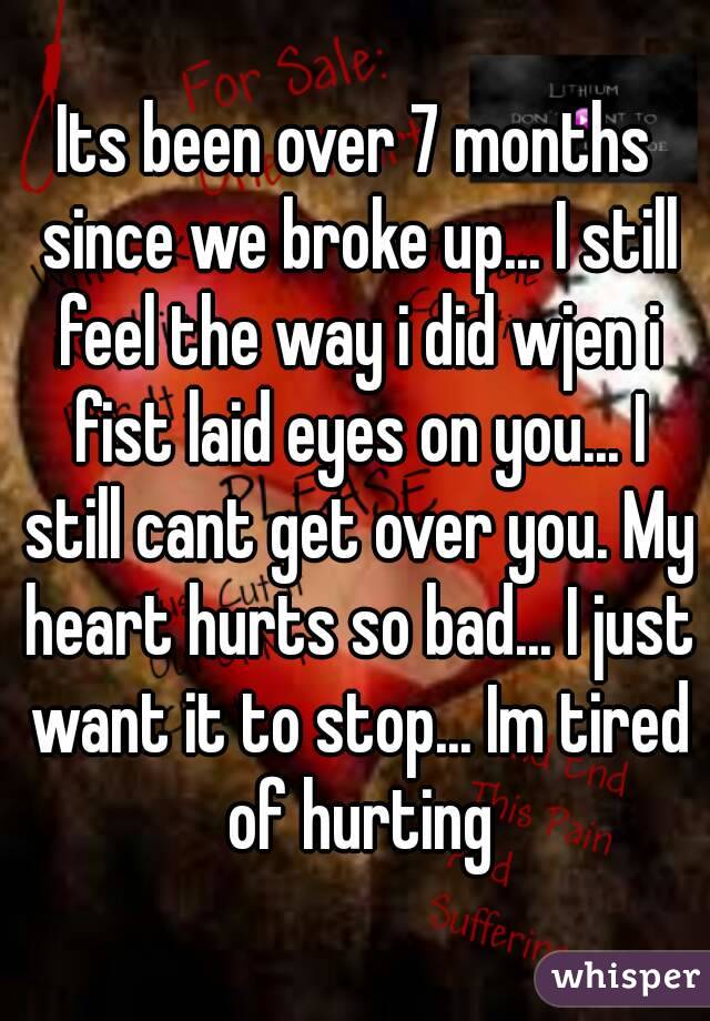 Its been over 7 months since we broke up... I still feel the way i did wjen i fist laid eyes on you... I still cant get over you. My heart hurts so bad... I just want it to stop... Im tired of hurting
