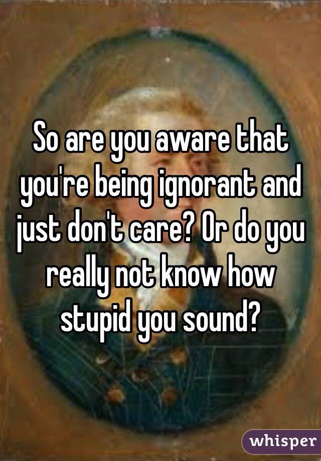 So are you aware that you're being ignorant and just don't care? Or do you really not know how stupid you sound?