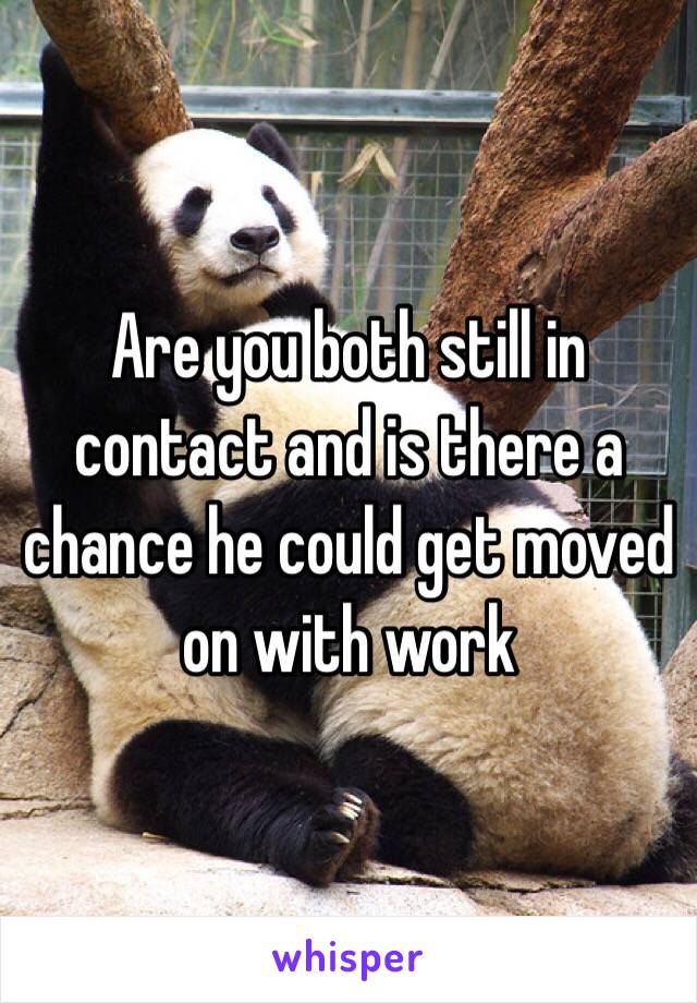 Are you both still in contact and is there a chance he could get moved on with work 