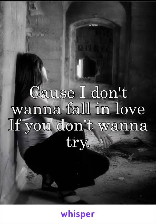 Cause I don't wanna fall in love
If you don't wanna try.