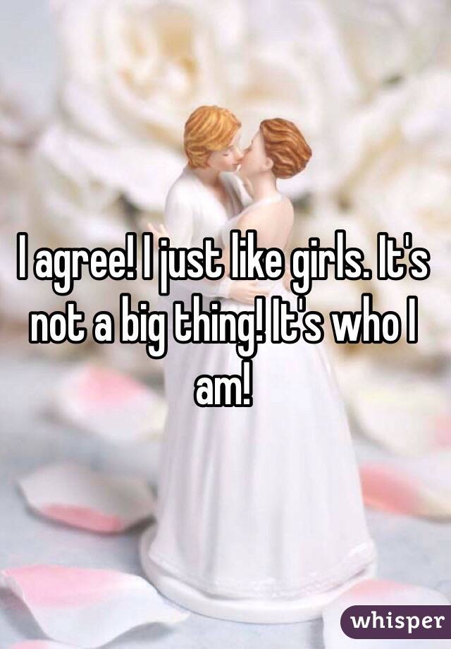 I agree! I just like girls. It's not a big thing! It's who I am!