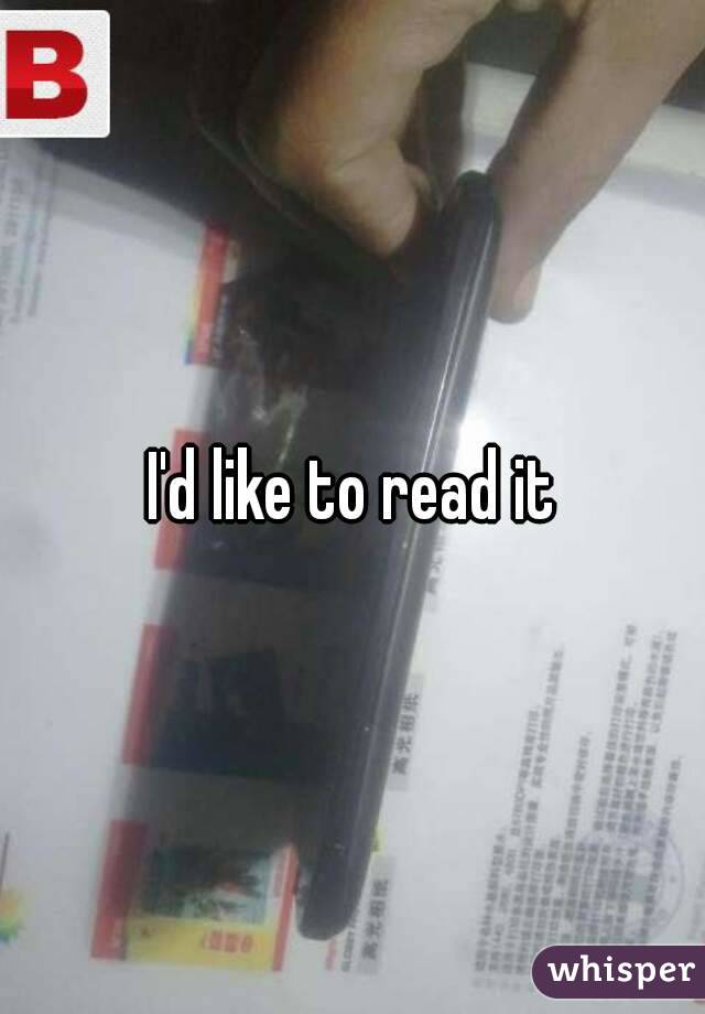 I'd like to read it