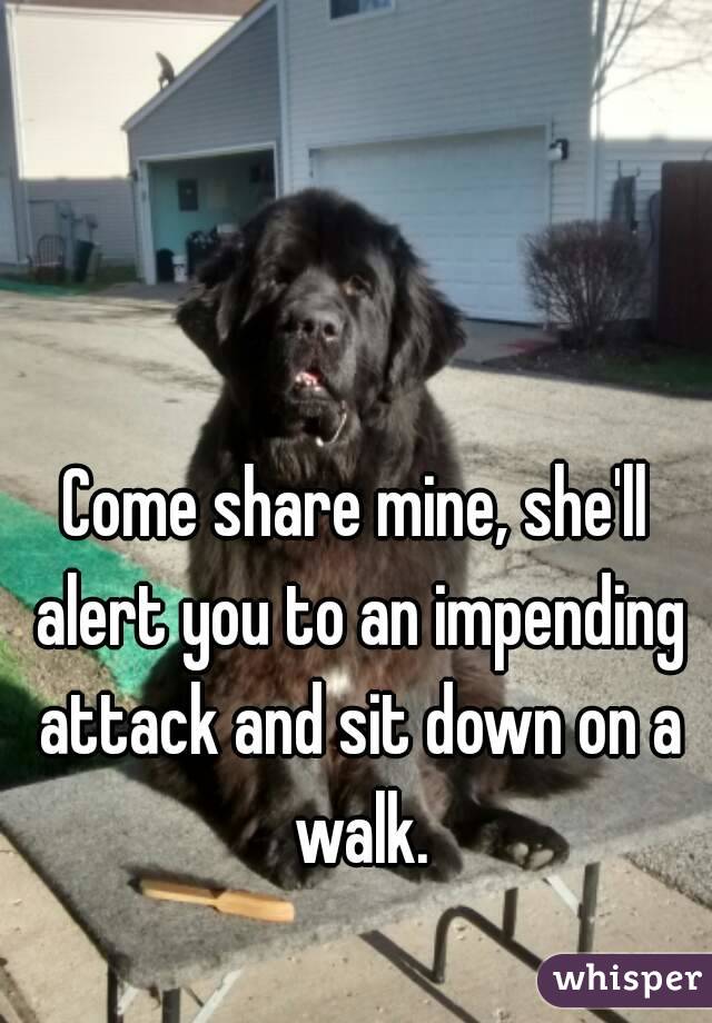 Come share mine, she'll alert you to an impending attack and sit down on a walk.