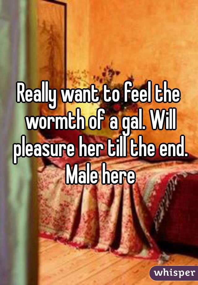 Really want to feel the wormth of a gal. Will pleasure her till the end. Male here