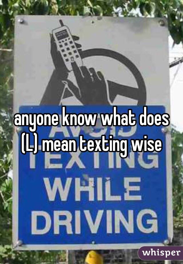 anyone know what does (L) mean texting wise
