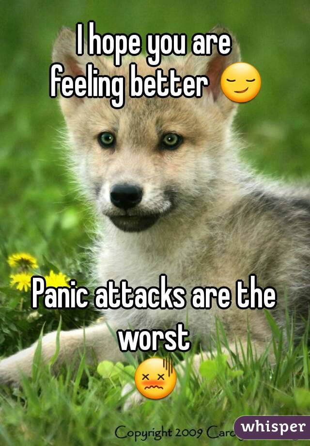 I hope you are
 feeling better 😏




Panic attacks are the worst 
😖