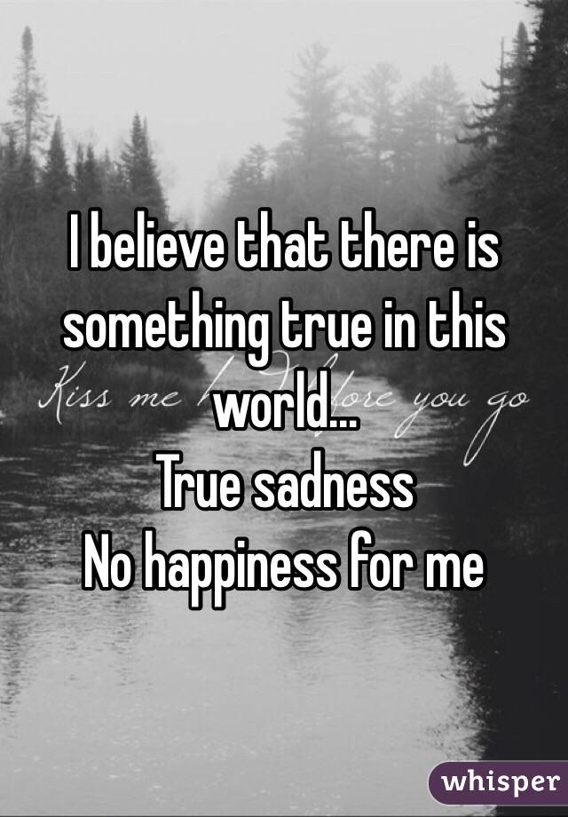 I believe that there is something true in this world...
True sadness
No happiness for me