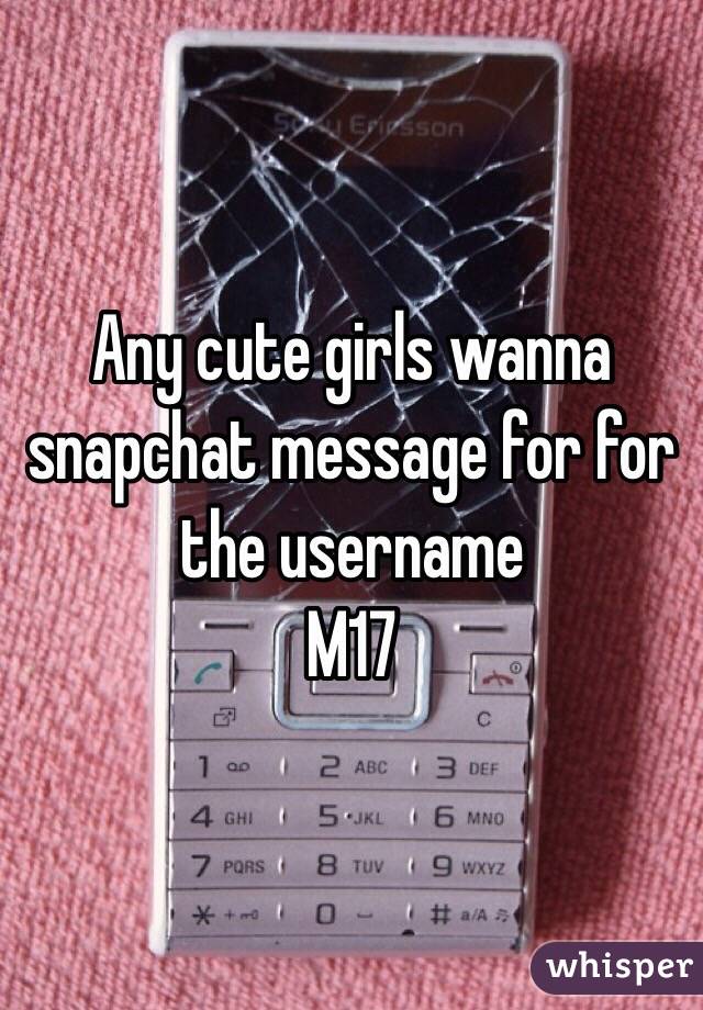 Any cute girls wanna snapchat message for for the username 
M17