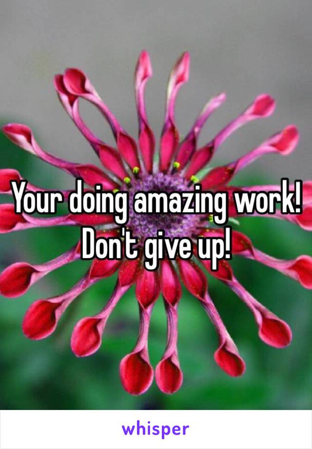 Your doing amazing work! Don't give up! 