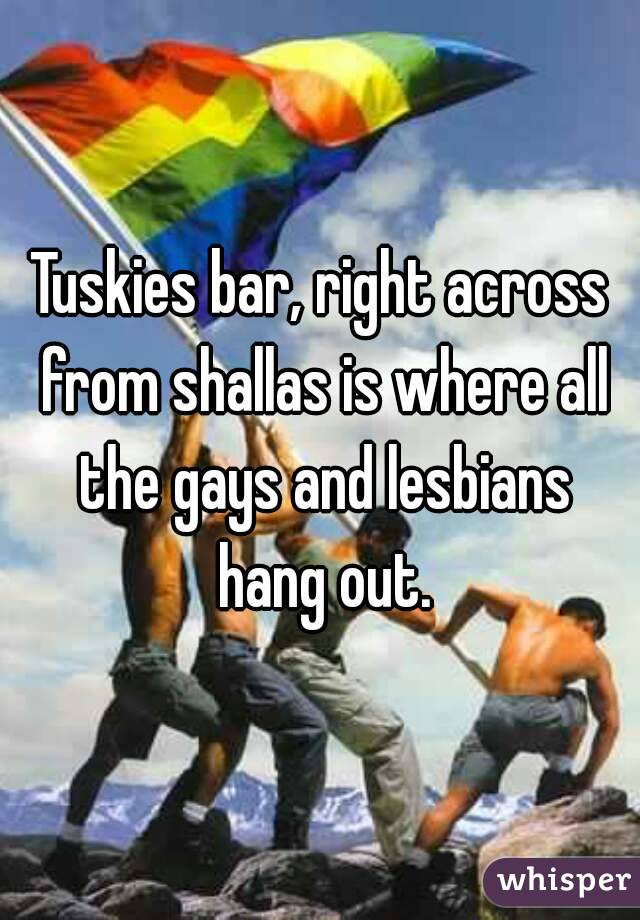 Tuskies bar, right across from shallas is where all the gays and lesbians hang out.