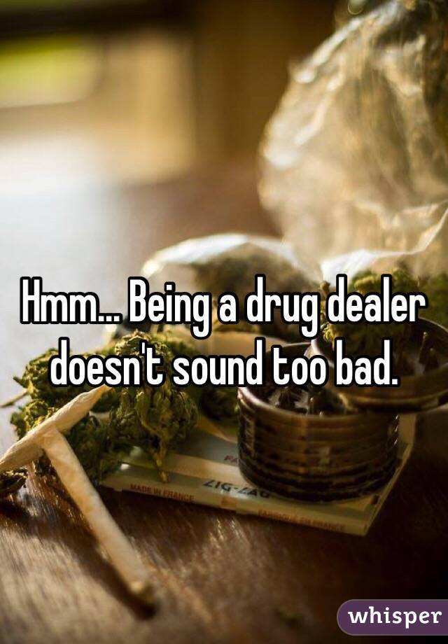 Hmm... Being a drug dealer doesn't sound too bad.