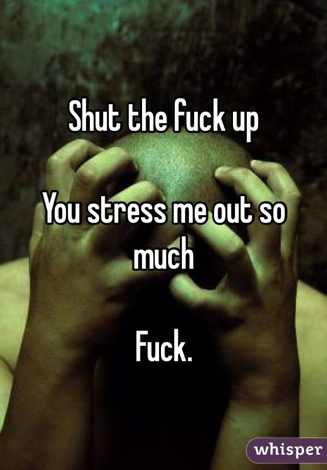 Shut the fuck up 

You stress me out so much 

Fuck. 