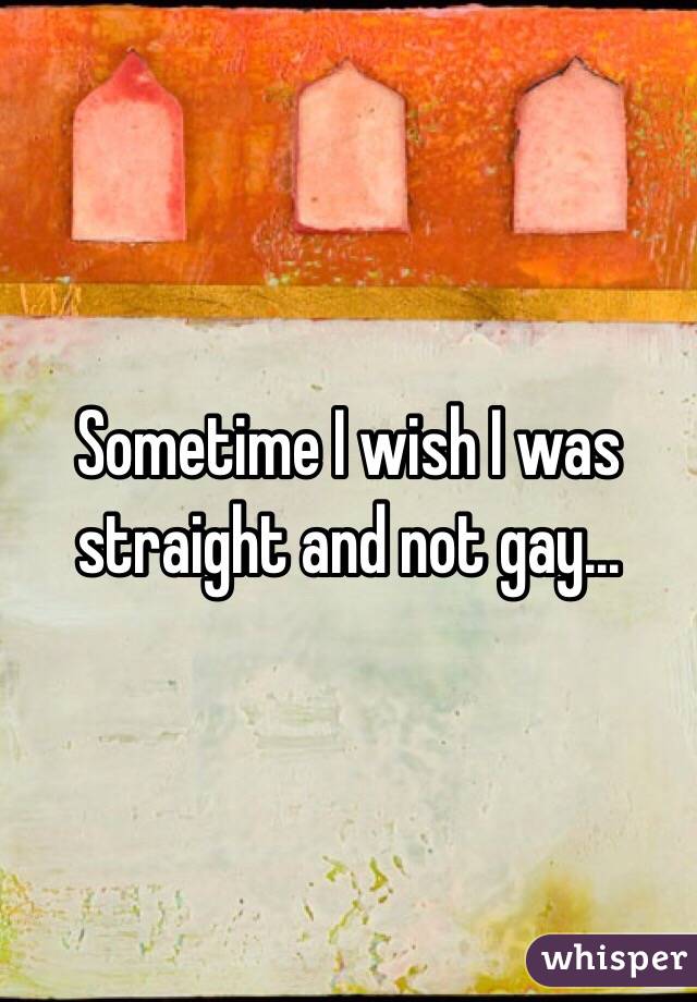 Sometime I wish I was straight and not gay...