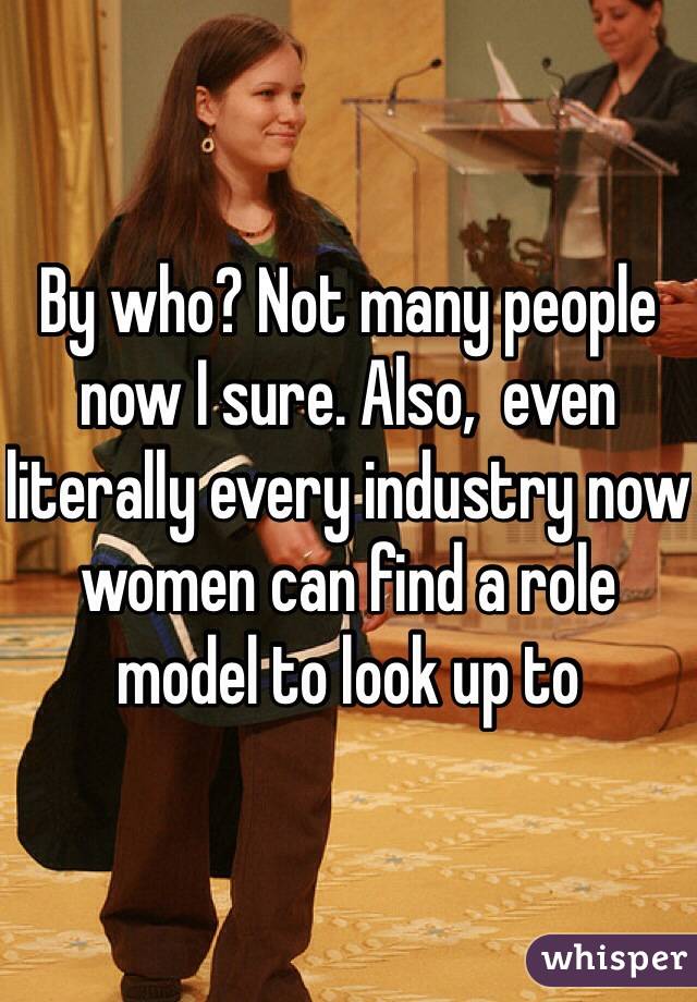 By who? Not many people now I sure. Also,  even literally every industry now women can find a role model to look up to