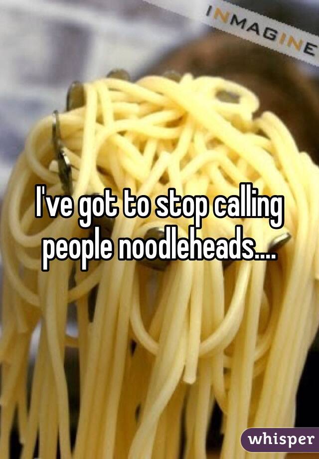I've got to stop calling people noodleheads....