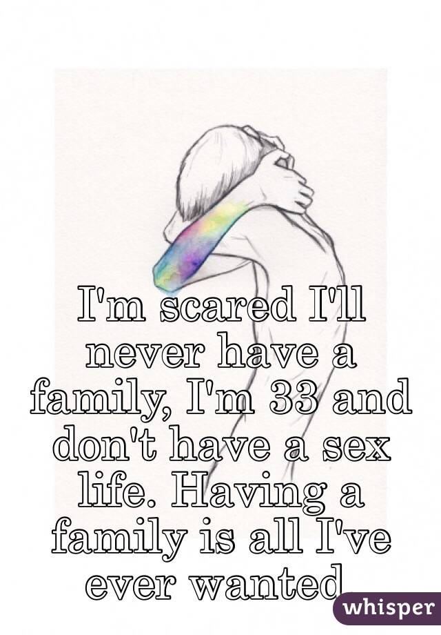 I'm scared I'll never have a family, I'm 33 and don't have a sex life. Having a family is all I've ever wanted.