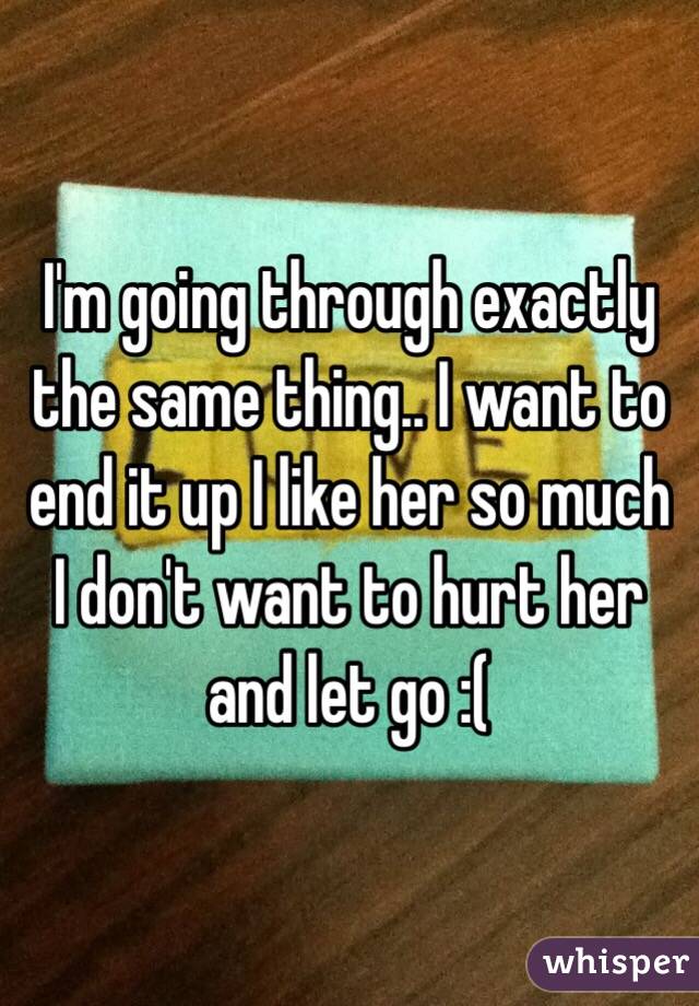 I'm going through exactly the same thing.. I want to end it up I like her so much I don't want to hurt her and let go :(