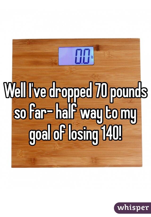 Well I've dropped 70 pounds so far- half way to my goal of losing 140!

