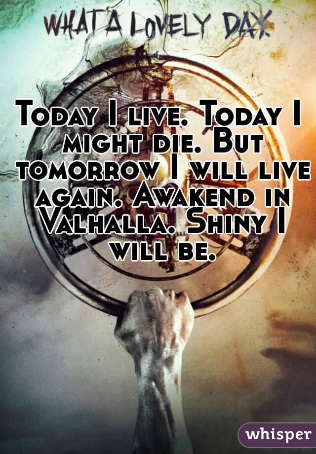 Today I live. Today I might die. But tomorrow I will live again. Awakend in Valhalla. Shiny I will be.