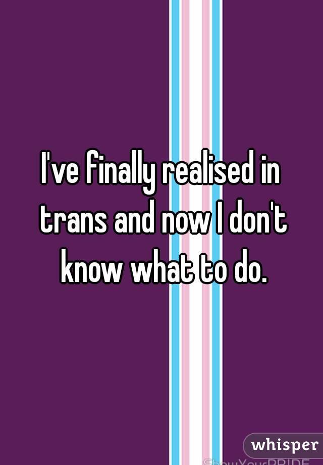 I've finally realised in trans and now I don't know what to do.