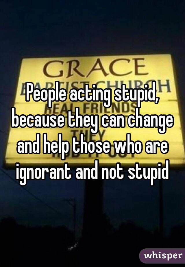 People acting stupid, because they can change and help those who are ignorant and not stupid 