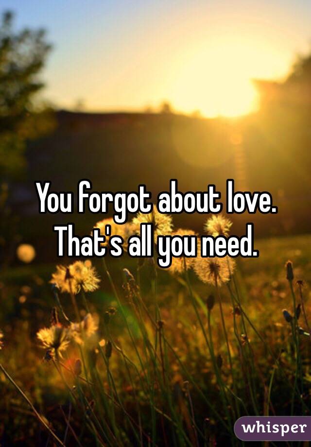 You forgot about love. That's all you need.