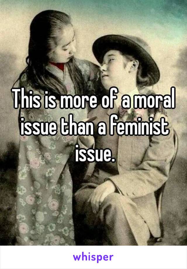 This is more of a moral issue than a feminist issue.