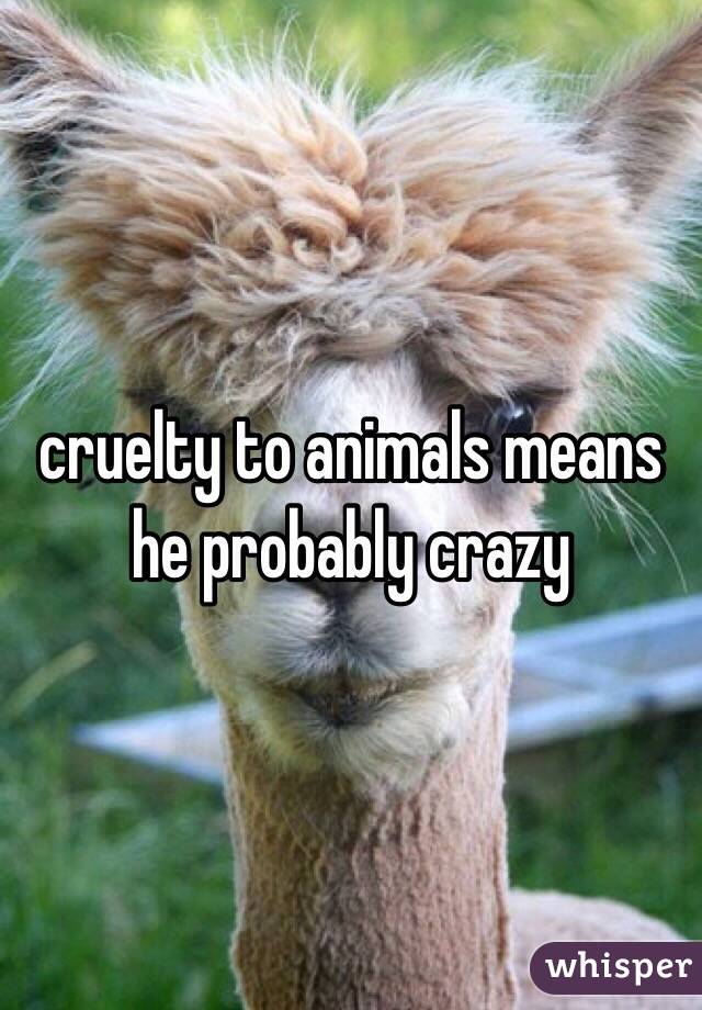 cruelty to animals means  he probably crazy 