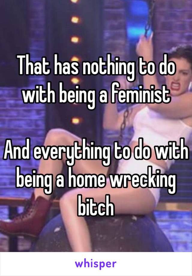 That has nothing to do with being a feminist

And everything to do with being a home wrecking bitch