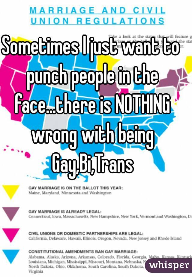 Sometimes I just want to punch people in the face...there is NOTHING wrong with being Gay,Bi,Trans
