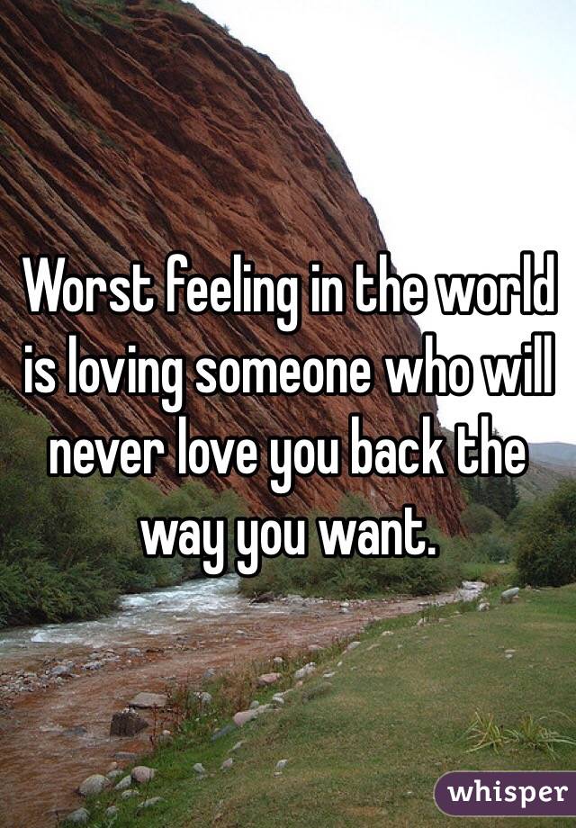 Worst feeling in the world is loving someone who will never love you back the way you want. 