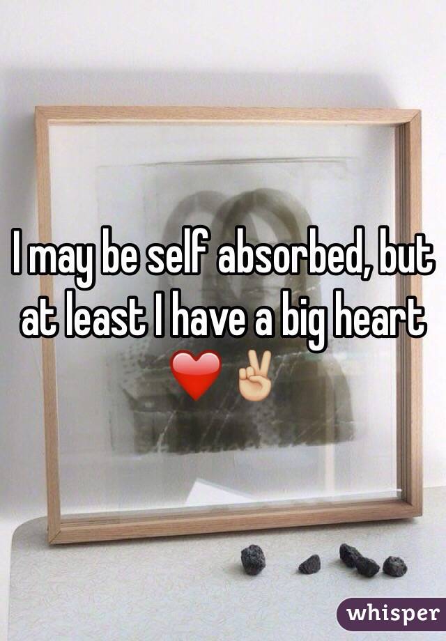 I may be self absorbed, but at least I have a big heart ❤️✌🏼️