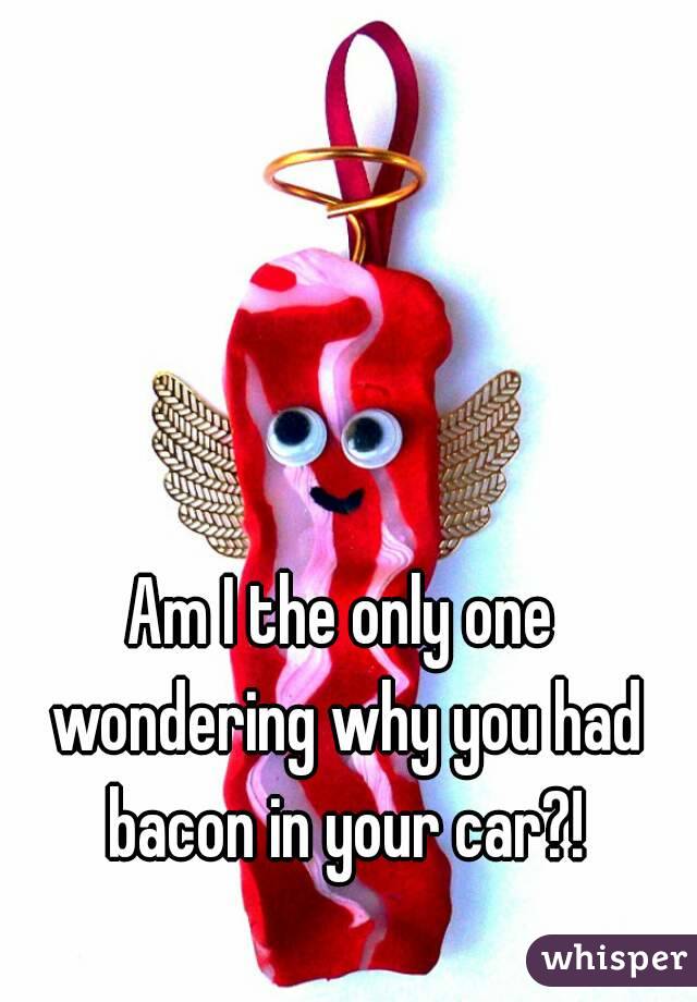 Am I the only one wondering why you had bacon in your car?!