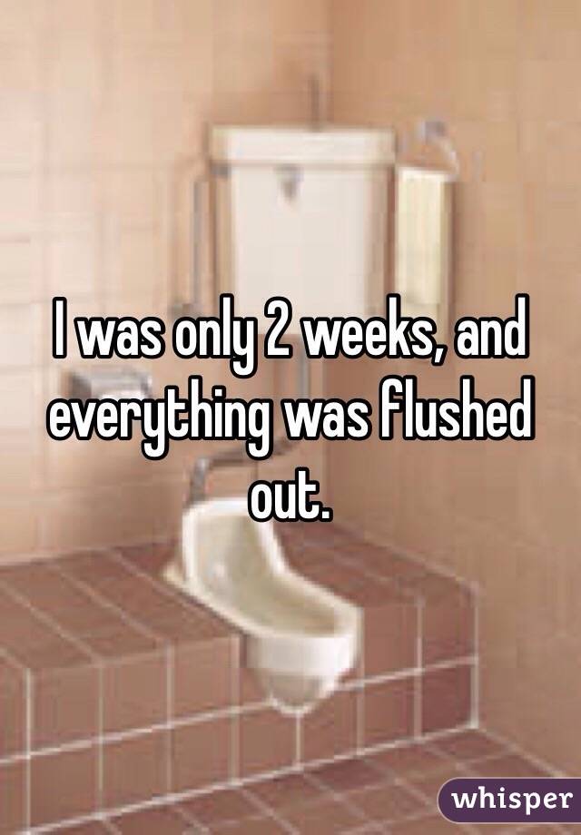 I was only 2 weeks, and everything was flushed out. 