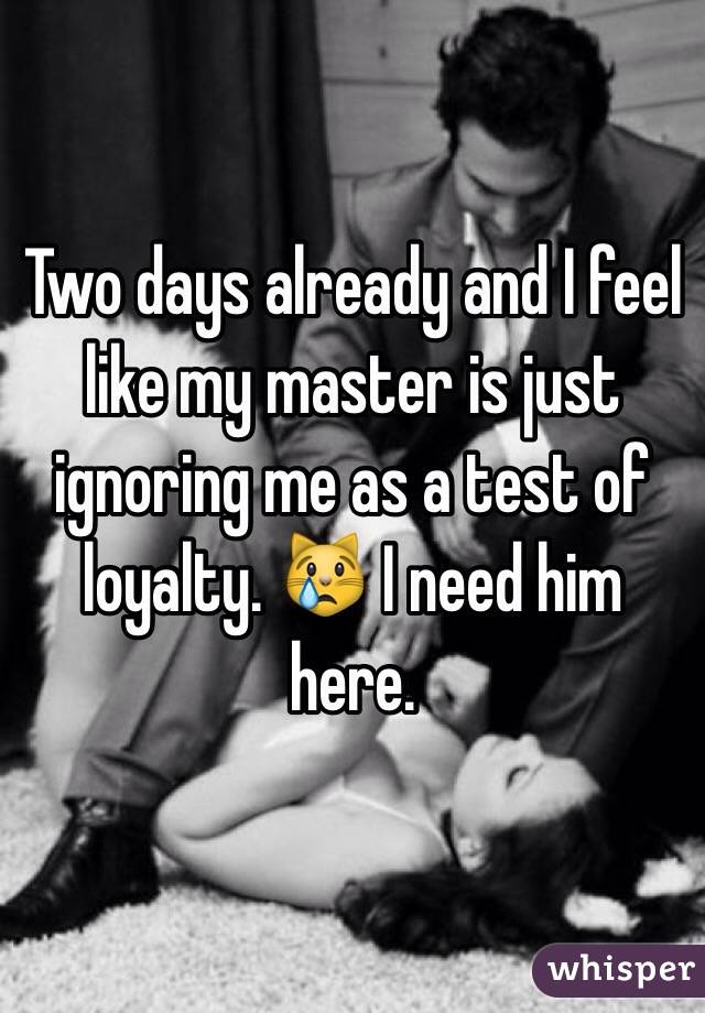 Two days already and I feel like my master is just ignoring me as a test of loyalty. 😿 I need him here. 