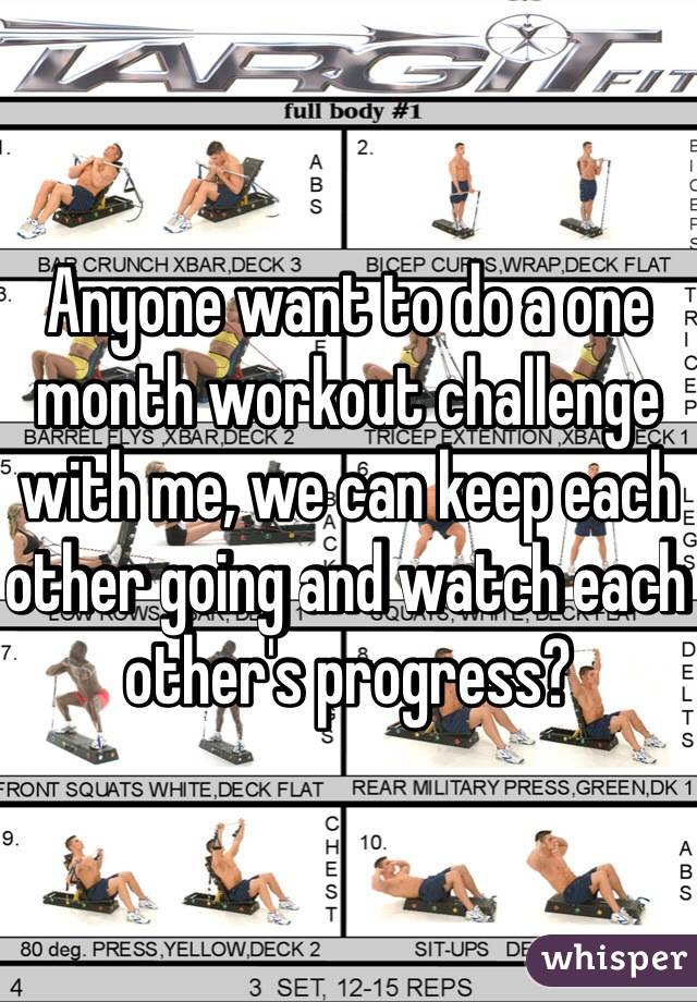 Anyone want to do a one month workout challenge with me, we can keep each other going and watch each other's progress? 