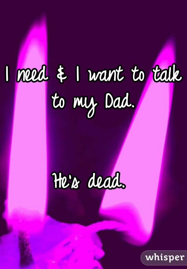 I need & I want to talk to my Dad. 


He's dead. 