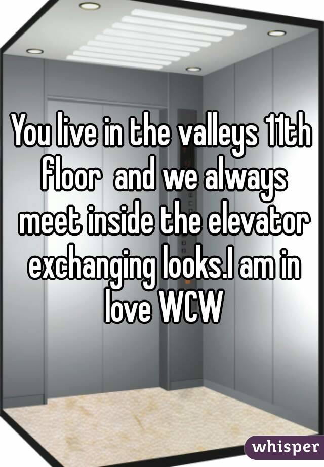 You live in the valleys 11th floor  and we always meet inside the elevator exchanging looks.I am in love WCW