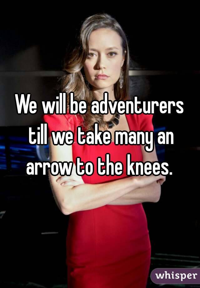 We will be adventurers till we take many an arrow to the knees. 