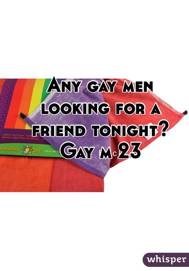 Any gay men looking for a friend tonight? 
Gay m 23