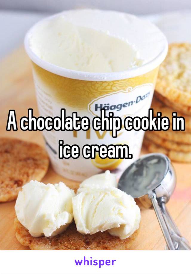 A chocolate chip cookie in ice cream.